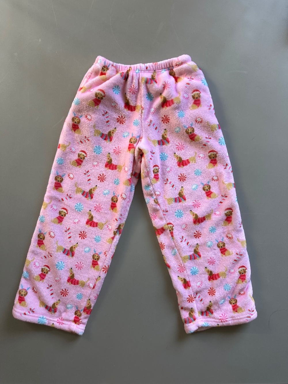 ISCREAM Plush Girls Fleece Dog Holiday Christmas PJ Pants Youth Small (6-8Y)